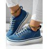 Casual Ladies Loafers Comfort Flats Shoes Round Toe Rhinestone Corduroy Lace-Up Sport Shoes - Bleu EU 37
