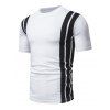 T-shirt à Rayures Colorées à Col Rond pour Homme - Blanc XL