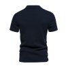 T-shirt de Sport Simple en Couleur Unie à Col Rabattu à Manches Courtes - Noir XL