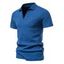 T-shirt de Sport Simple en Couleur Unie à Col Rabattu à Manches Courtes - Bleu S