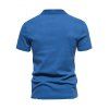 T-shirt de Sport Simple en Couleur Unie à Col Rabattu à Manches Courtes - Bleu L