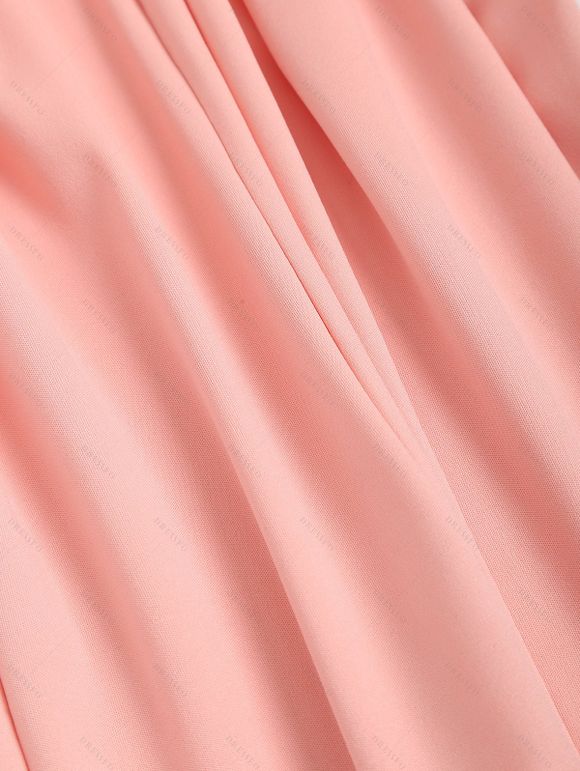 Pantalon D'Eté Capri en Couleur Unie avec Nœud Papillon Ourlet à Volants à Taille Elastique - Rose clair M | US 6