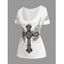 T-shirt D'Eté Evidé Croisé Imprimé à Manches Courtes à Lacets - Blanc S | US 4