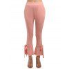 Pantalon D'Eté Capri en Couleur Unie avec Nœud Papillon Ourlet à Volants à Taille Elastique - Rose clair XL | US 12