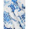 Robe D'Eté Haute Basse Croisée Fleurie Imprimée sans Manches à Cordon - Bleu Ciel XL | US 12