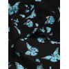 T-shirt D'Eté Papillon en Tissu Imprimé Transparent sans Manches à Col Carré - Noir S | US 4