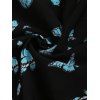 T-shirt D'Eté Papillon en Tissu Imprimé Transparent sans Manches à Col Carré - Noir M | US 6