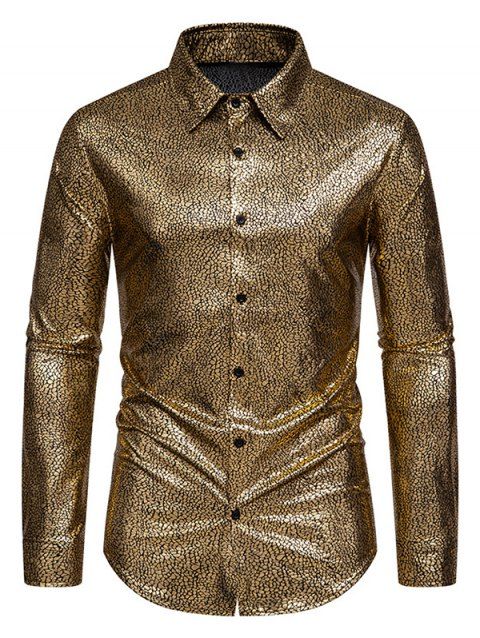 Men's Long Sleeve Button Gilding Slim Shirt Nightclub Fashion Colorful Shirt