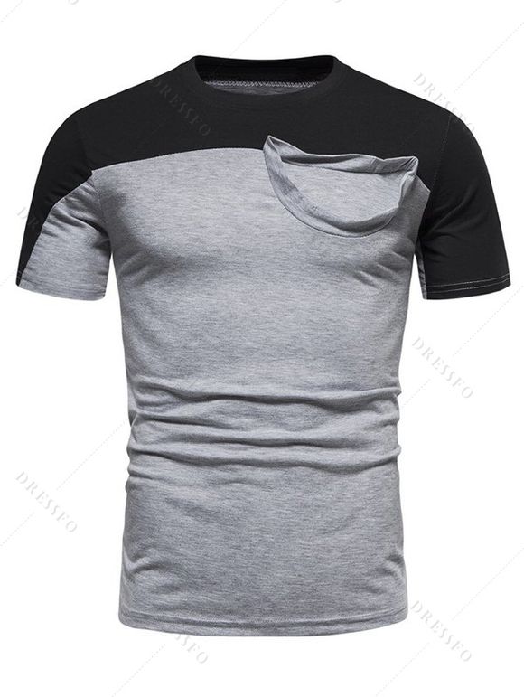 T-shirt à Manches Courtes à Deux Tons pour Homme - Gris XL