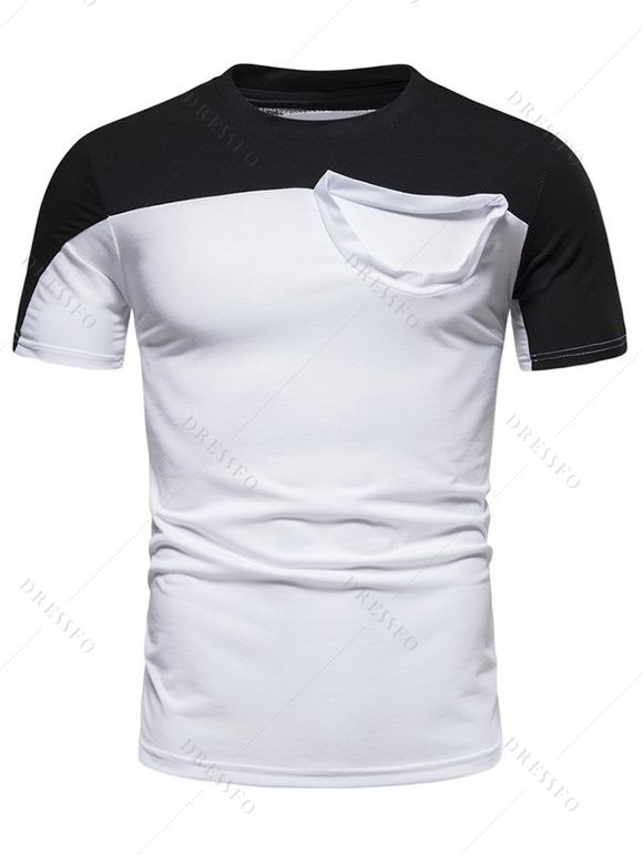 T-shirt à Manches Courtes à Deux Tons pour Homme - Blanc XXL