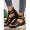 Anti-Slip Soft Bottom And Soft Surface Wedge Sandals Peep Toe Roman Style Flat Sandals - Noir EU 43