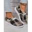 Plaid Pattern Casual Lightweight Sport Slip-On Flat Round Toe Canvas Shoes - Noir EU 37