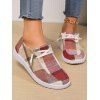 Plaid Pattern Casual Lightweight Sport Slip-On Flat Round Toe Canvas Shoes - Rouge EU 40