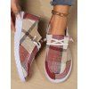 Plaid Pattern Casual Lightweight Sport Slip-On Flat Round Toe Canvas Shoes - Rouge EU 39