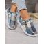 Plaid Pattern Casual Lightweight Sport Slip-On Flat Round Toe Canvas Shoes - Bleu Ciel EU 39