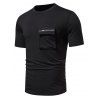T-shirt D'été Simple avec Poche Zippée à Col Rond à Manches Courtes pour Homme - Noir XL