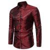 Chemise Boutonnée Colorée à Manches Longues en Satin pour Homme - Rouge foncé XL