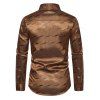 Chemise Boutonnée Colorée à Manches Longues en Satin pour Homme - d'or XL