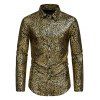 Chemise de Soirée Boutonnée Colorée Dorée à Manches Longues - d'or S