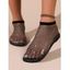 Rhinestone Decorated Shiny Mesh Flat Sandals - Noir EU 39