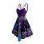 Robe asymétrique décontractée sans manches à taille moyenne pour femme, imprimé tête de mort, froncée, anneau en O, style crâne - Pourpre L | US 12