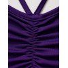 Robe asymétrique décontractée sans manches à taille moyenne pour femme, imprimé tête de mort, froncée, anneau en O, style crâne - Pourpre L | US 12