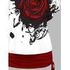 Ensemble de T-shirt à Epaule Dénudée Rose et Papillon Imprimés en Couleur Unie - Blanc S | US 4