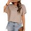 T-shirt Brodé à Manches Chauves-Souris avec Œillets pour Femme - café lumière L | US 8-10