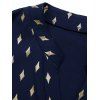 Chemise Boutonnée Dorée Imprimé Manches Roulées avec Poche Au Dos - Bleu profond XL | US 12