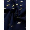 Chemise Boutonnée Dorée Imprimé Manches Roulées avec Poche Au Dos - Bleu profond XL | US 12