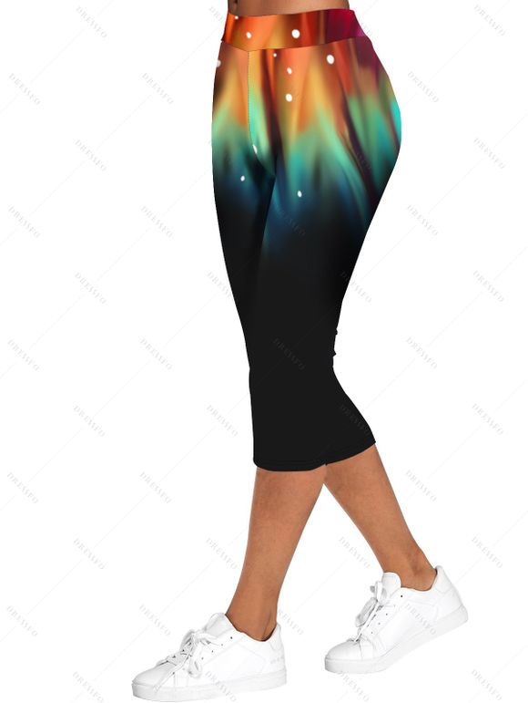 Legging Capri Moulant Imprimé Coloré à Manches Chauve-souris - Noir S | US 4
