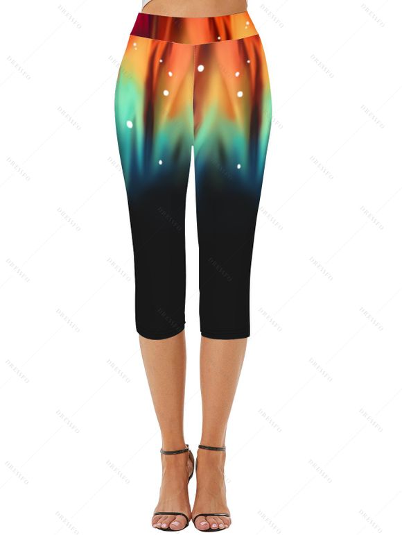 Legging Capri Moulant Imprimé Coloré à Manches Chauve-souris - Noir S | US 4