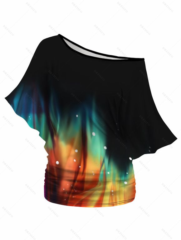 Legging Capri Moulant Imprimé Coloré à Manches Chauve-souris - Noir S | US 4