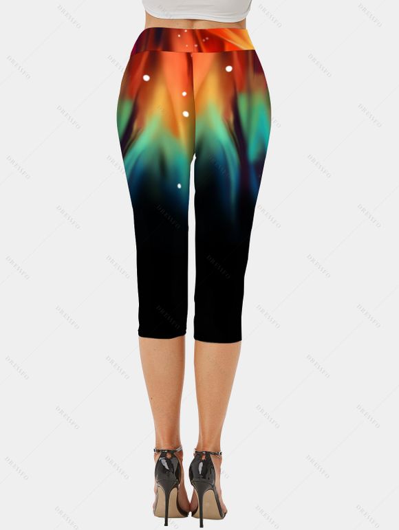 Legging Capri Moulant Imprimé Coloré à Manches Chauve-souris - Noir S | US 4