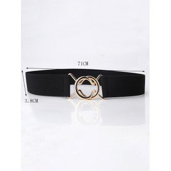 Trendy Elastic Solid Color Locked Ring Buckle Wide Belt