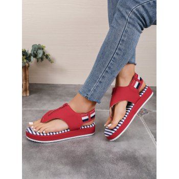 Fashion Open Toe Front Striped Flat Thong Sandals