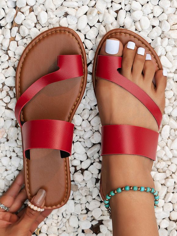 Fashionable Summer Beach Flats Flip Flops Outdoor Slippers - Rouge EU 42