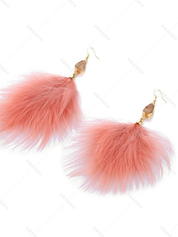 Fashionable Vintage Simple Feather Pendant Earrings - PINK 