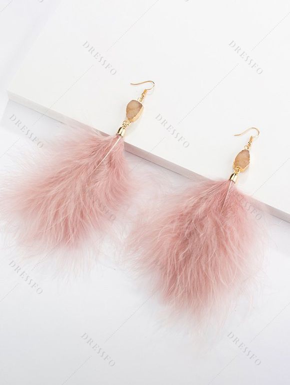 Fashionable Vintage Simple Feather Pendant Earrings - PINK 