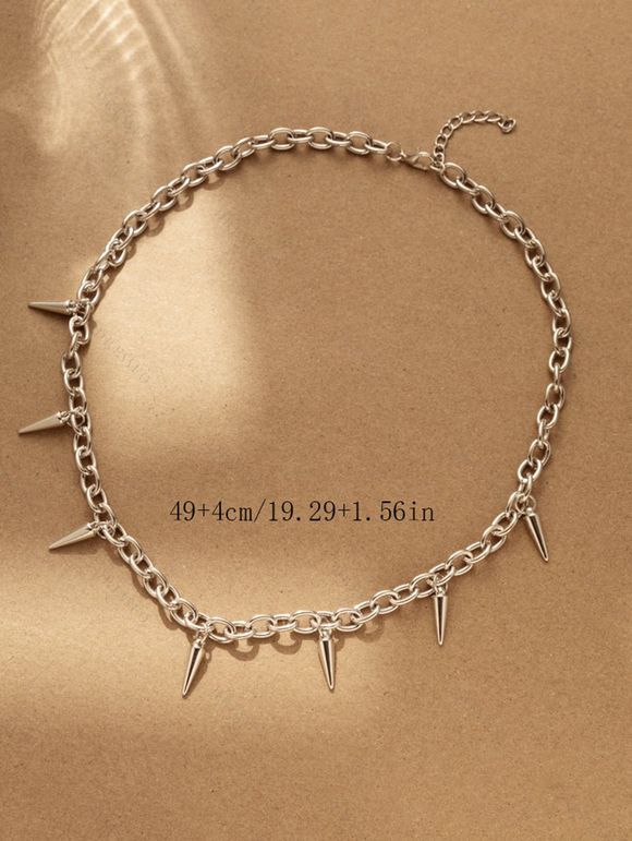 Collier de Clavicule Charmant Chaîne Géométrique avec Rivet Style Hip Hop - Argent 