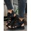 Platform Thick Sole Roman Lace Up Sandals Round Toe Flat Increased Heel Outdoor Shoes - Noir EU 37