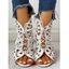 Summer Peep Toe Sandals Comfortable Hollow Out Lace Up Fashionable Breathable Roman Sandals - café EU 40