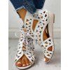 Summer Peep Toe Sandals Comfortable Hollow Out Lace Up Fashionable Breathable Roman Sandals - Blanc EU 40