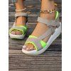 Mesh Breathable Open Toe Contrast Color Casual Platform Magic Sticker Sandals - Vert EU 39