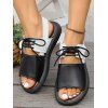 Contrast Color Lace Up Flat Front Tie Open Toe Simple Fashionable Beach Sandals - Noir EU 42