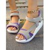 Mesh Breathable Open Toe Contrast Color Casual Platform Magic Sticker Sandals - Pourpre EU 42