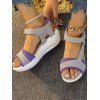 Mesh Breathable Open Toe Contrast Color Casual Platform Magic Sticker Sandals - Pourpre EU 39