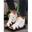Platform Thick Sole Roman Lace Up Sandals Round Toe Flat Increased Heel Outdoor Shoes - Blanc EU 43