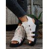 Platform Thick Sole Roman Lace Up Sandals Round Toe Flat Increased Heel Outdoor Shoes - Blanc EU 43
