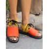 Contrast Color Lace Up Flat Front Tie Open Toe Simple Fashionable Beach Sandals - Orange EU 38